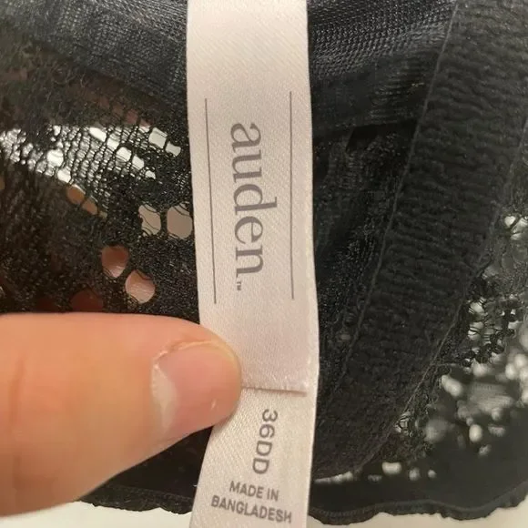 $ Auden Womens Push Up Demi Coverage Racerback Bra Size 36DD Black NWT - Picture 4 of 4